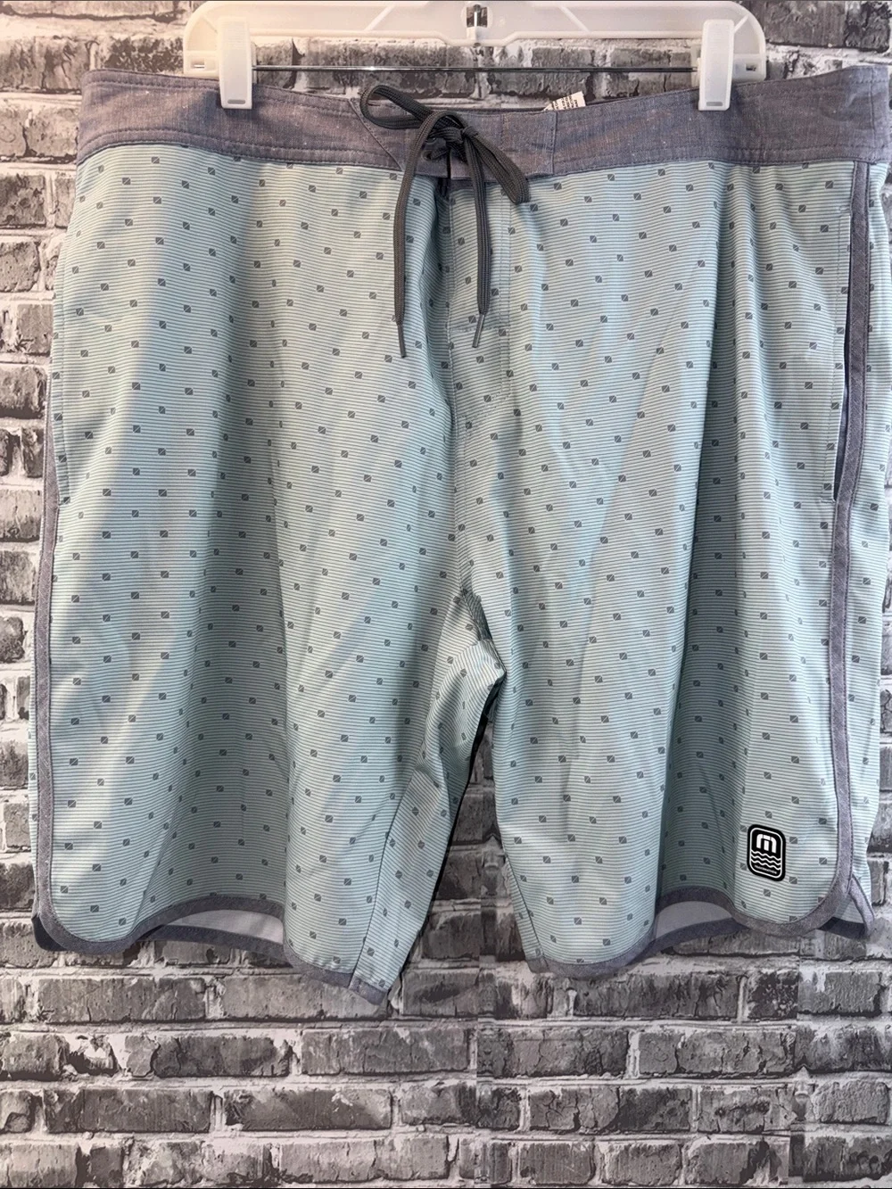 Travis Mathew Teal  Micro-Print Swim Shorts